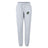 The Eagle High Mustangs Women's Leisure Sweatpant by EMB Canterbury features light gray organic cotton, an elastic waistband with drawstring, and a small embroidered crest logo on the left thigh for casual comfort.