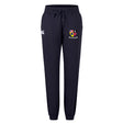 The Erie Rugby Club Women's Leisure Sweatpant by EMB Canterbury features a navy blue design, elastic waistband, drawstring, cuffed ankles, and two embroidered logos on the upper front of each leg.