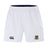 The Exiles Rugby Football Club Advantage Short 2.0 by EMB Canterbury are white recycled performance shorts with an elastic waistband, the Canterbury logo on the left leg, and a crest with "Exiles RFC" text on the right leg.