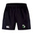The Eagle High Mustangs Advantage Short 2.0 by EMB Canterbury features an elastic waistband, a white Canterbury logo on the left leg, and a green/black team crest on the right leg, made from recycled materials for eco-friendly comfort.