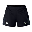 The Eagle High Mustangs Women's Advantage Short 2.0 by EMB Canterbury features the Canterbury logo on the left leg and team crest on the right, crafted as sustainable athletic shorts and shown against a white background.