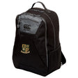 The Exiles Rugby Football Club Medium Backpack by Canterbury features two zippered compartments, a padded laptop pocket, side mesh pocket, and the Exiles RFC crest on the front. Brand: EMB Canterbury.