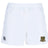 The EMB Canterbury Exiles Rugby Football Club Professional Polyester Rugby Shorts feature the Canterbury logo on the left leg and a multicolored Exiles RFC crest on the right, combining comfort and style for both on and off the pitch.