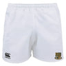 The Exiles Rugby Football Club Advantage Rugby Shorts by Canterbury feature an elastic waistband, Canterbury logo on the left leg, and club crest on the right—ideal for rugby training or match days. Brand: EMB Canterbury.