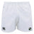 The Eagle High Mustangs Advantage Rugby Shorts by EMB Canterbury feature moisture-wicking fabric, the Canterbury logo on the left leg, and a football-and-shield crest on the right—ideal for athletic performance.