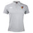 The Erie Rugby Club Waimak Polo by EMB Canterbury is a light grey men’s rugby polo with short sleeves, a collar, button placket, Canterbury logo on the right chest, and a multicolored crest with text on the left.