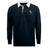 The EMB Mudoo Eagle High Mustangs Classic Long Sleeve Solid Rugby Jersey is a classic black rugby top with a white collar and an embroidered crest on the left chest.