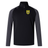 Black and gray long-sleeve athletic shirt with a quarter-zip and a logo on the left chest area, crafted from breathable fabric. Burger Boys RFC Elite First Layer by EMB Canterbury.