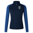 Dark blue Seattle Rugby Club Women's Elite First Layer quarter-zip training top with long sleeves and a crest on the left chest, featuring VapoDri technology, isolated on a white background by EMB Canterbury.