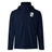 Navy blue waterproof Rugby Football Club at Christopher Newport University Elite Storm jacket with a logo on the left chest and a high collar, displayed against a plain white background by EMB Canterbury.