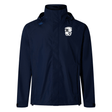 Navy blue waterproof Rugby Football Club at Christopher Newport University Elite Storm jacket with a logo on the left chest and a high collar, displayed against a plain white background by EMB Canterbury.
