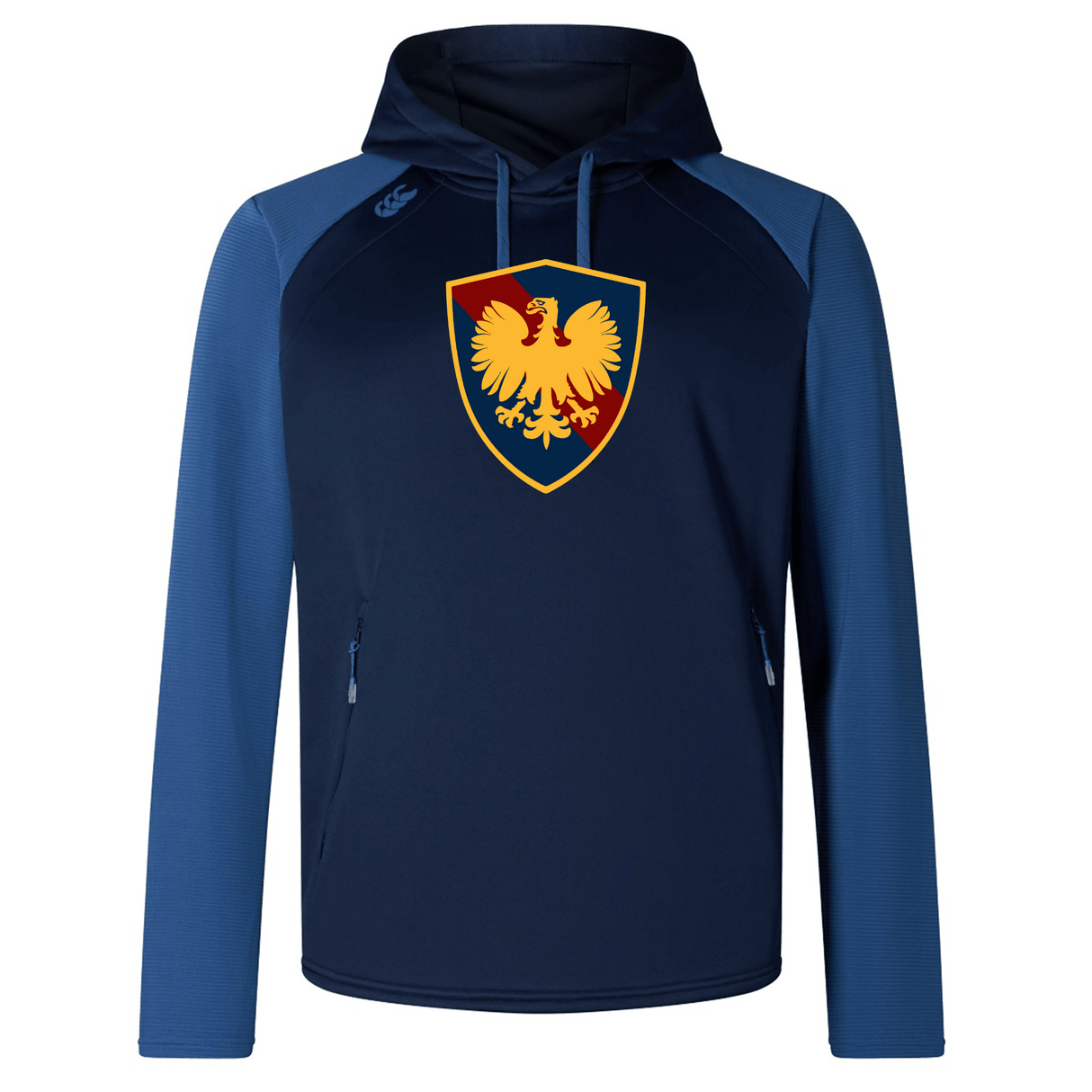 Cincinnati Classical Academy Elite Training Hoody by WRS Canterbury with a red and gold crest on the chest, featuring long sleeves and zipper pockets, crafted from premium fabrics for enhanced performance and comfort.