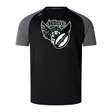 Black and gray athletic t-shirt crafted from lightweight and durable Vapodri fabrics, featuring a "Chicago Valkyries Elite Training Tee" logo with a winged creature on the chest.