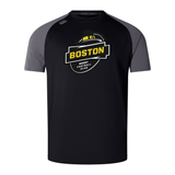 Black and gray bi-color Boston Rugby Football Club jersey with team logo displayed on the front - Boston RFC Elite Training Tee by WRS Canterbury.