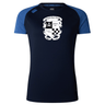 Navy blue WRS Canterbury Rugby Football Club at Christopher Newport University Women's Elite Training Tee with raglan sleeves and a chess-themed graphic featuring a knight and chessboard on the chest.