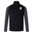 The West Potomac RFC Elite First Layer by EMB Canterbury is a black and gray long-sleeve rugby top with a chest logo patch, small shoulder brand logo, and moisture-wicking VapoDri technology.