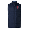 Navy blue Charlotte Cardinals Rugby Club Elite Microlite Gilet by EMB Canterbury with a zipper and a red logo on the left chest area, displayed against a white background.