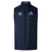 Navy blue sleeveless NC All Stars Elite Microlite Gilet by Canterbury with "EMB Canterbury" and "Rugby All Stars" logos on the chest, featuring a zip-up front, quilted design, and insulated baffles for added warmth.