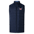 A navy blue padded vest with a zipper, featuring insulated baffles and a "US" logo with wings on the upper left chest: the University of Southern Indiana Elite Microlite Gilet by Canterbury from EMB Canterbury.