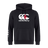 The Black Canterbury England CCC Flag Club Hoodie by WRS Canterbury features a large "canterbury" logo on the chest, a small CCC logo on the right sleeve, and is made from soft sweatshirt fleece for ultimate comfort.