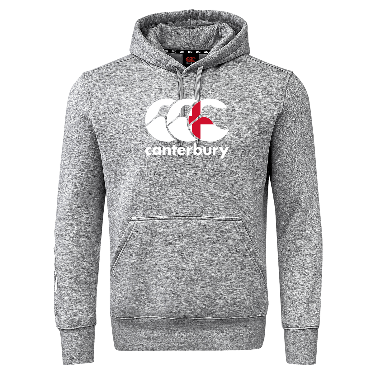The Canterbury England CCC Flag Club Hoodie by WRS Canterbury features a plush sweatshirt fleece, adjustable drawstring hood, cozy kangaroo pocket, and iconic CCC logo on the front for ultimate comfort.
