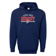 Navy blue Nations of Rugby England Wordmark 60/40 Pullover Hoodie by WRS Augusta, featuring "England Rugby" and a red rose logo on the chest, crafted from a cozy 60/40 blend.