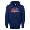 Navy blue Nations of Rugby England Wordmark 60/40 Pullover Hoodie by WRS Augusta, featuring "England Rugby" and a red rose logo on the chest, crafted from a cozy 60/40 blend.
