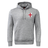 The England Shield Club Hoodie by EMB Canterbury is a gray club hoodie with a front pocket and drawstrings. It features a red and white cross emblem on the chest, crafted from cozy sweatshirt fleece, and highlights subtle Canterbury branding for a timeless look.