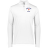 A Nations of Rugby England Rugby 1/4 Zip Pullover with an embroidered EMB Augusta logo on the front, made of polyester fabric.