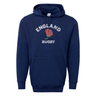Stay warm and cozy in this navy Nations of Rugby England Rugby 60/40 Pullover Hoodie by WRS Augusta. Combining style and comfort, this hoodie is perfect for showing your support for the England Rugby team.