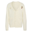 The France FFR 120 Year Cardigan by adidas is a cream rugby cardigan featuring two front pockets, button closure, and embroidered chest patches—an adidas logo and a bear on a unicycle—celebrating French rugby heritage.