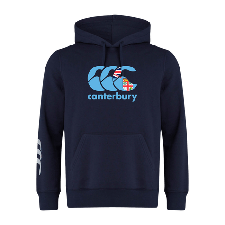 This Canterbury Fiji CCC Flag Club Hoodie by WRS Canterbury is navy blue and displays the iconic CCC logo along with the British & Irish Lions emblem on the front.