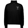 The EMB Augusta Women's Nations of Rugby Fiji Jackson Way Pullover is a black top with "FIJI RUGBY" and a white palm tree logo on the left chest—ideal supporter apparel for any fan.