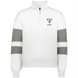 Show your pride in the EMB Augusta Women's Nations of Rugby Fiji Jackson Way Pullover, featuring gray sleeve stripes and a "Fiji Rugby" logo with palm tree on the left chest. Perfect stylish rugby supporter apparel.