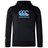 The WRS Canterbury Fiji CCC Club Lightweight Hoodie is black with blue "Canterbury" text and logo, featuring a kangaroo pocket and a small sleeve logo, ideal for Fiji CCC Club fans.