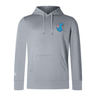 The Fiji Shield Club Lightweight Hoodie by EMB Canterbury is a gray, lightweight, hooded sweatshirt with a small Fiji shield emblem on the chest and a logo on the sleeve—ideal for rugby supporters.