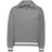 The EMB Augusta Women's Vintage France Heritage Prep Pullover is a grey quarter-zip sweatshirt with white-striped cuffs and hem, yellow rooster and "1906" embroidery on the left chest, inspired by vintage French style.
