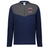 The EMB Augusta Nations of Rugby France Sideline Grid 1/4 Zip Pullover features long sleeves, a navy body, gray yoke, and a white and red "France Rugby" logo on the chest.