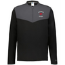 The EMB Augusta Nations of Rugby France Sideline Grid 1/4 Zip Pullover is a black and gray fleece featuring "FRANCE RUGBY" and a red rooster emblem on the left chest.