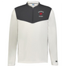 The EMB Augusta Nations of Rugby France Sideline Grid 1/4 Zip Pullover is a white and dark gray fleece with "FRANCE RUGBY" on the left chest and a red rooster logo.