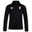 The France Club Shield 1/4 Zip Training Top by EMB Canterbury is a black long-sleeve pullover featuring a chest Canterbury logo and a left patch with blue, white, and red vertical stripes, designed as durable fleece perfect for rugby season.