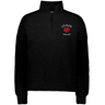 The EMB Augusta Women's Les Bleus Jackson Way Pullover features "LES BLEUS," "FRANCE RUGBY" text, and a red rooster emblem on the left chest—ideal rugby apparel combining style and comfort for fans.