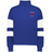 The EMB Augusta Women's Les Bleus Jackson Way Pullover is a blue rugby sweatshirt featuring white striped sleeves and "Les Bleus France Rugby" with a red rooster emblem on the left chest.