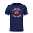 Navy blue XV de France FFR Fan T-Shirt 23/24 by Le Coq Sportif, featuring the text "France Rugby" and "Le Coq Sportif" in white around a red rooster graphic on the front, proudly representing the XV of France.