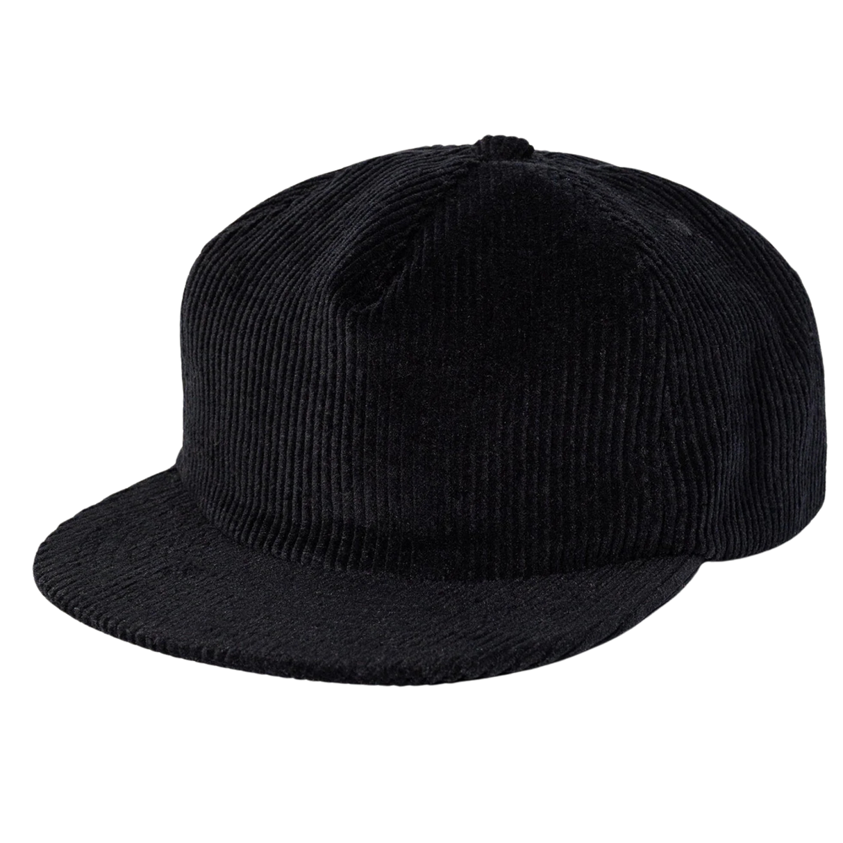 The Weld Corduroy Field Trip Hat, featuring a black corduroy design with a curved brim and adjustable strap, is shown on a plain white background.