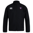 The Fort Wayne Rugby Club Track Jacket by EMB Canterbury is a lightweight black jacket featuring the club crest on the right chest and Canterbury logo on the left. It offers a water-repellent finish, front zipper, and long sleeves for style and practicality.