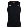 Discover the Fort Wayne Rugby Club Dry Singlet by EMB Canterbury, a black sleeveless athletic shirt with Vapodri Technology for enhanced performance. It features a right chest logo and a white emblem on the left shoulder, designed for champions.