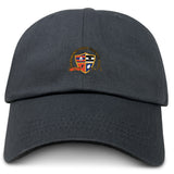 The EMB S&S Activewear Sacramento Rugby Football Club Adult Low-Profile Cotton Twill Dad Cap features an embroidered multicolored club crest and team branding on the front.