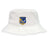 The Gulf Coast Fat Alberts Crusher Bucket Cap by EMB S&S Activewear features the rugby club logo in blue, yellow, and white on white cotton twill—a stylish way to stay sun-protected on game days.