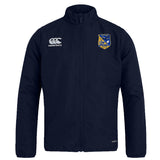 The EMB Canterbury Gulf Coast Fat Alberts Club Track Jacket is a navy lightweight jacket with a high collar, Canterbury logo on the right chest, and a yellow-blue crest on the left chest.